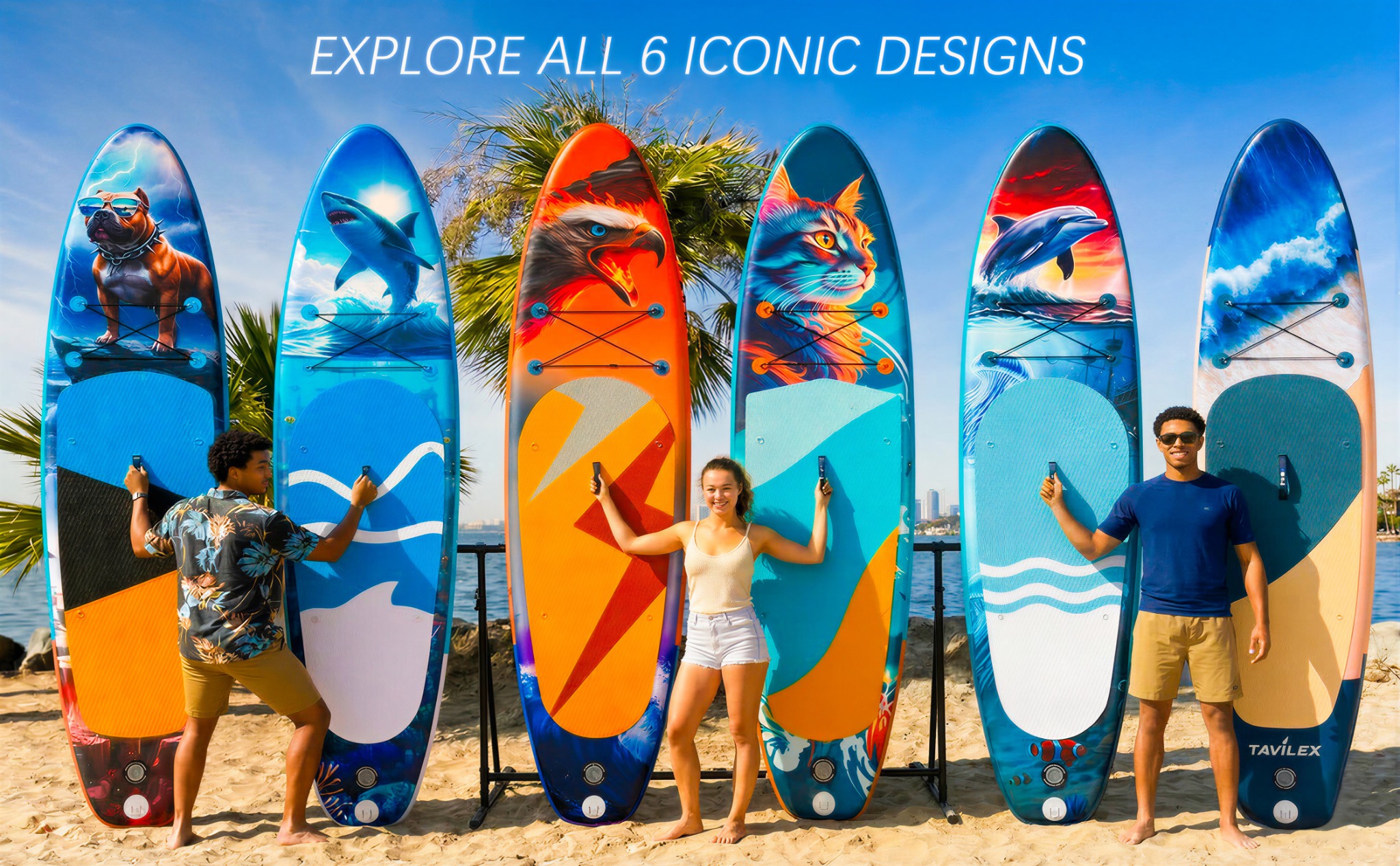 Six Tavilex inflatable paddle board designs